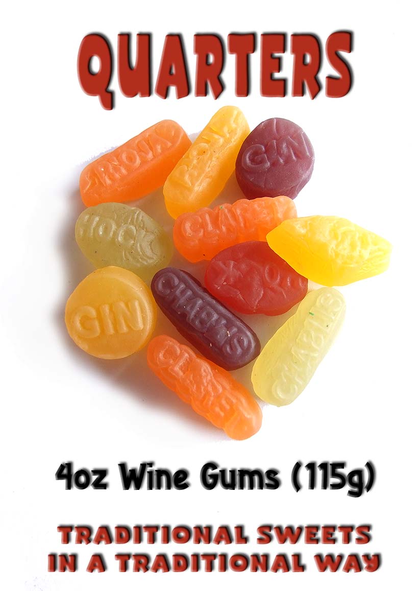 Vending label for Wine Gums - Single Bags 4 oz (115g).